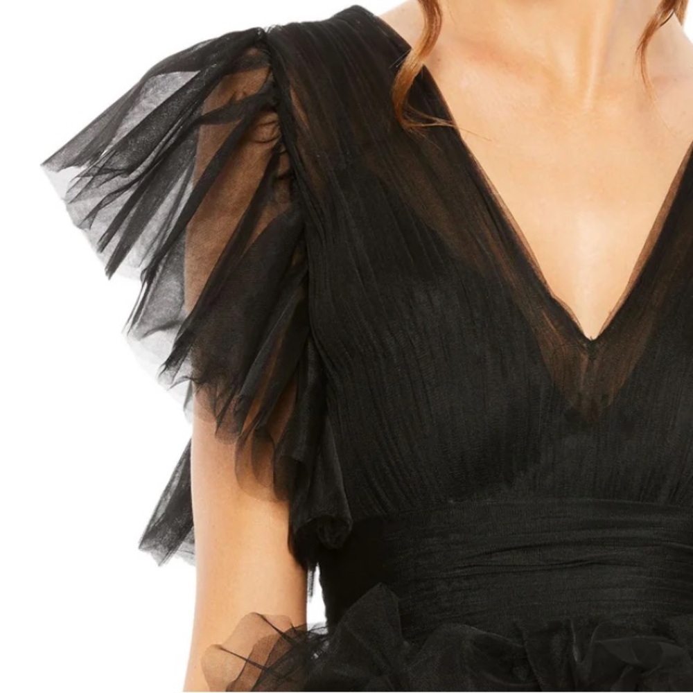 NWT Mac Duggal ruffle sleeve tulle mini dress *perfect for holidays* - Picture 8 of 9